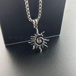 スパイラルサンフレイムペンダントパンクネックレスヴィンテージ304ステンレススチール中空ジュエリー  ステンレス鋼色&nbsp;RM8476