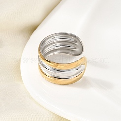 304ステンレススチールカフオープンリング  イオンプレーティング（ip）  ゴールデン·ステンレス鋼色  11mm  内径：18mm&nbsp;RJEW-P192-03A