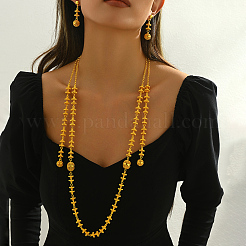 Luxurious Middle Eastern Ramadan Alloy Hollow Ball Pendant Fishbone Chain Earrings & Necklaces Sets&nbsp;IY0798