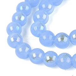 Electroplate Imitation Jade Glass Beads Strands&nbsp;EGLA-Q132-6MM-01B-10