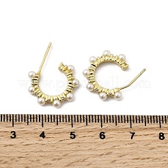 Brass Clear Cubic Zirconia C-Shaped Stud Earrings&nbsp;EJEW-L261-023G