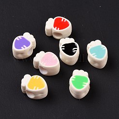 ラバー加工アクリルヨーロッパビーズ  エナメル  大穴ビーズ  ニンジン  ミックスカラー  12.7x9.2x7.2mm  穴：4.3mm&nbsp;SACR-E009-02