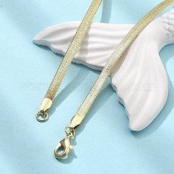 女性用真鍮フラットスネークチェーンネックレス  ラックめっき  長持ちメッキ  カドミウムフリー＆鉛フリー  18KGP本金メッキ  16.93インチ（43cm）&nbsp;NJEW-U035-05G
