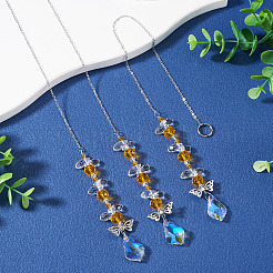 3Pcs Leaf Glass Hanging Suncatchers&nbsp;HJEW-TADJ0015