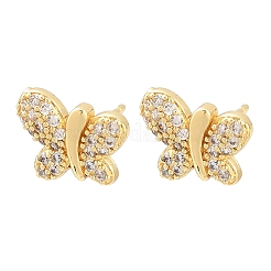Brass Micro Pave Clear Cubic Zirconia Stud Earrings&nbsp;EJEW-F400-02A-G