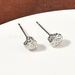 ナゲット真鍮スタッドピアス  プラチナメッキ  5x6.5mm&nbsp;EJEW-F403-01P