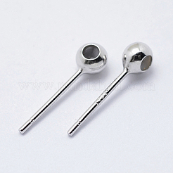 変色防止ロジウムメッキ スターリングシルバー イヤリング 925 個  ゴム付きロンデルビーズ  プラチナ  15x4x3mm  穴：1mm  ピン：0.8mm&nbsp;STER-I014-23P