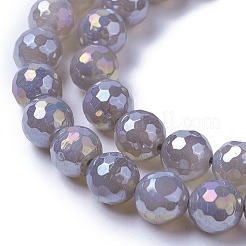 Electroplate Natural Grey Agate Beads Strands&nbsp;G-F627-01-C01
