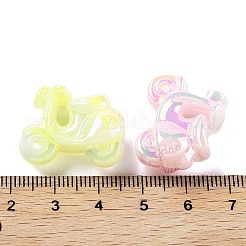UVメッキアクリルビーズ  虹色の  暗闇で光る  オートバイ  19x24x11mm  穴：2.8mm&nbsp;X-MACR-K357-10K