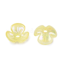 不透明なアクリルビーズ  花  ABカラーメッキ  きいろ  9.5x10x3mm  穴：1.6mm  約5319個/500g&nbsp;OACR-ZX007-06A