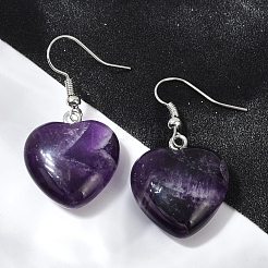 Natural Amethyst Dangle Earrings&nbsp;EJEW-E218-06P