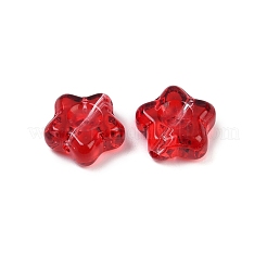 透明ガラスビーズ  スター  焼き付け塗料  レッド  10.5x11x5mm  穴：1mm&nbsp;DGLA-E004-12J