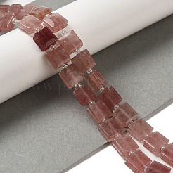 天然石ストロベリークォーツビーズ連売り  正方形  シードビーズで  10~10.5x10~10.5x5~5.5mm  穴：1.6mm  約32個/連  15.16~15.35インチ（38.5~39cm）&nbsp;G-L596-A20-01