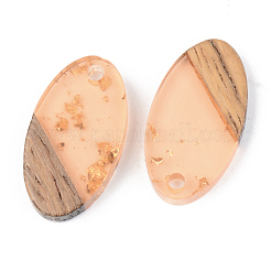 Transparent Resin & Walnut Wood Pendants&nbsp;RESI-S389-041A-B
