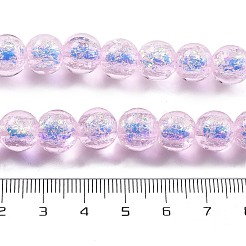 手作りのホイルランプワークビーズ連売り  ラウンド  パールピンク  10mm  約40個/連  14.57''（37センチメートル）&nbsp;FOIL-K003-06B-17