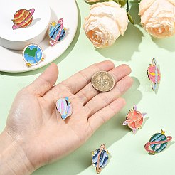 天体テーマのエナメルピン8個、8スタイル  バックパック用合金ラペルピンバック  混合図形  ゴールドカラー  ミックスカラー  22~32x28~41mm  1個/スタイル&nbsp;JEWB-CJ0003-52