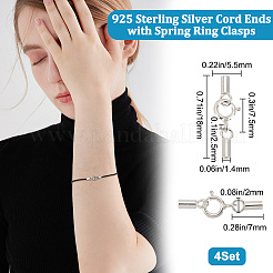 4 Sets 925 Sterling Silver Spring Ring Clasps&nbsp;STER-BBC0001-45A