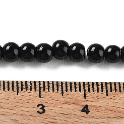 ガラスパールビーズ連売り  パールカラーの  ラウンド  ブラック  4~5mm  穴：1mm  約200個/連  30.71インチ（78cm）&nbsp;HY-4D-B20