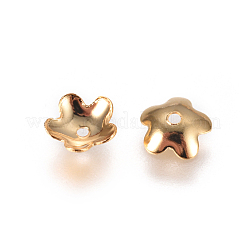 PVD真空メッキ304ステンレススチールビーズキャップ  長持ちメッキ  5花びら  花  ゴールドカラー  5.5x2mm  穴：0.8mm&nbsp;STAS-I120-30-G