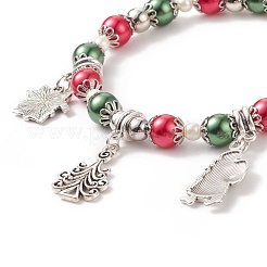 Glass Pearl Beaded Stretch Bracelet&nbsp;BJEW-TA00144