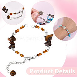 15Pcs 5 Styles Synthetic Turquoise & Natural Rose Quartz & Tiger Eye & Amethyst & Red Jasper Chips & Handmade Seed Beads Bracelet Making&nbsp;AJEW-SC0031-86