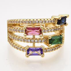 Adjustable Brass Micro Pave Cubic Zirconia Finger Rings&nbsp;RJEW-S044-005