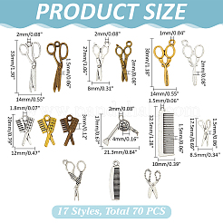 150個 15スタイル ヘアカットテーマ チベットスタイル 合金ペンダント  ツール  ミックスカラー  15~33x7~17x1.5~4mm  穴：1~2mm  10個/スタイル&nbsp;FIND-ME0001-25