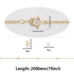 DIY Clear Cubic Zirconia Star Link Chain Bracelet Necklace Making Kit&nbsp;DIY-CA0005-49