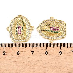 Brass Micro Pave Colorful Cubic Zirconia Religion Virgin Links Connector Charms&nbsp;KK-Z146-13G