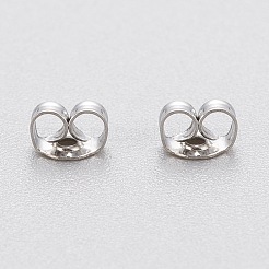 変色しにくい304ステンレススチール製イヤーナット  ポスト イヤリングのバタフライ イヤリング バック  ステンレス鋼色  4x3x2mm  穴：0.8mm&nbsp;STAS-K203-01P