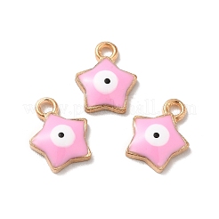 合金エナメルチャーム  ライトゴールド  ナザールボンジュウのチャーム入り星  パールピンク  13x10x2.5mm  穴：1.8mm&nbsp;ENAM-Q448-01LG-01