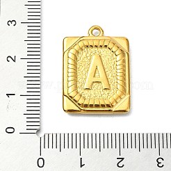 イオンプレーティング（IP）304ステンレスペンダント  文字チャーム付きの長方形  18KGP本金メッキ  文字a  24.5x18x3mm  穴：1.8mm&nbsp;X-STAS-U033-01G-A