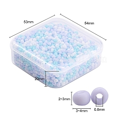 3色8/0不透明なガラスシードビーズ  丸い穴  つや消し色  ラウンド  ライトスカイブルー  3~4x2~3mm  穴：0.8mm  約550~600PCS /カラー  1650~1800個/箱&nbsp;SEED-YW0001-42B
