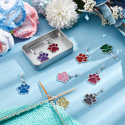Glitter Powder Dog Paw Print Knitting Tool Alloy Needle Cap&nbsp;HJEW-NB00141