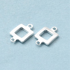 真鍮製コネクタチャーム  カドミウムフリー＆鉛フリー  長持ちメッキ  スクエアリンク  925銀メッキ  12x7x1.5mm  穴：1mm&nbsp;KK-H442-32S