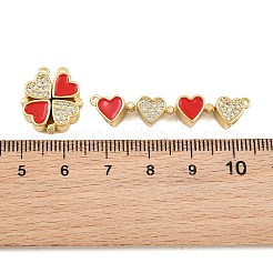 Brass Micro Pave Clear Cubic Zirconia and Enamel Connector Charms&nbsp;AL-CBA6E16-01G-A