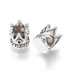 合金ヨーロピアンスタイルビーズ  大穴ビーズ  言葉の女王と王冠  アンティークシルバー  10.5x9.5mm  穴：4.5mm&nbsp;MPDL-L028-06AS