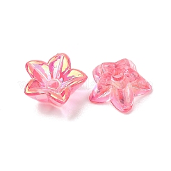 透明なアクリルビーズキャップ  花  UVメッキ  5枚の花びら  レッド  11x12x4mm  穴：1.8mm&nbsp;AC-CBA1E6C-06B-03