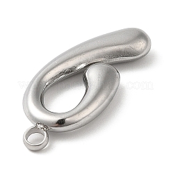 変色しない304ステンレススチールペンダント  9のチャーム  ステンレス鋼色  26x11.5x3.5mm  穴：2.2mm&nbsp;STAS-C079-15P