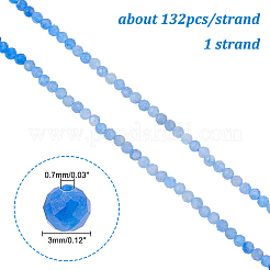 1連売り天然染色＆加熱ブルーアベンチュリンビーズ連売り  多面カット  ラウンド  3mm  穴：0.7mm  約132個/連  15.16''~15.55''（38.5~39.5センチメートル）&nbsp;G-DC0001-05