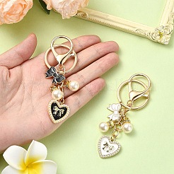 Heart & Bowknot Alloy Enamel Pendant Keychain&nbsp;KEYC-YW00133-01