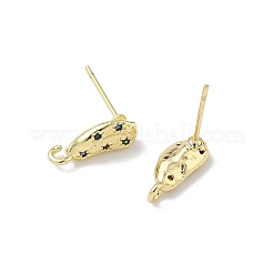 Brass Micro Pave Cubic Zirconia Stud Earring Findings&nbsp;KK-U075-01A-01G