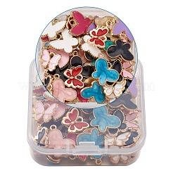 合金エナメルチャーム  蝶  ミックスカラー  10.5~17x13~14.5x2mm  穴：1.4~1.8mm  60個/箱&nbsp;ENAM-TA0001-66