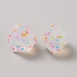 八角形、水玉模様のシリコン焦点ビーズ  DIYの看護ネックレス用  透明  17x22.5x22.5mm  穴：3mm&nbsp;SIL-WH0012-043A