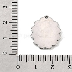 304ステンレスペンダント  チューリップのチャームが付いた花柄の楕円形  ステンレス鋼色  21.5x18x2.5mm  穴：1.2mm&nbsp;SA-CBAA487-24P