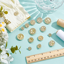 15Pcs 5 Styles 1-Hole Alloy Shank Buttons&nbsp;BUTT-NB0002-10LG
