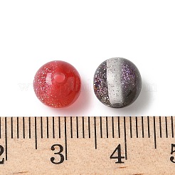 ツートンカラーの樹脂ビーズ  ラウンド  グリッターパウダー付き  ミックスカラー  8mm  穴：1.8mm&nbsp;RESI-Q025-02A