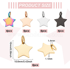 26Pcs 5 Colors 304 Stainless Steel Charms&nbsp;STAS-BC0003-76
