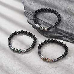 Dyed Natural & Synthetic Mixed Gemstone Arrow Beaded Strech Bracelet for Women&nbsp;BJEW-JB09364