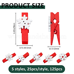 125Pcs 5 Styles Wooden Snowflake Clothespins Craft Clips&nbsp;FIND-FH0016-80